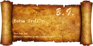 Behm Irén névjegykártya